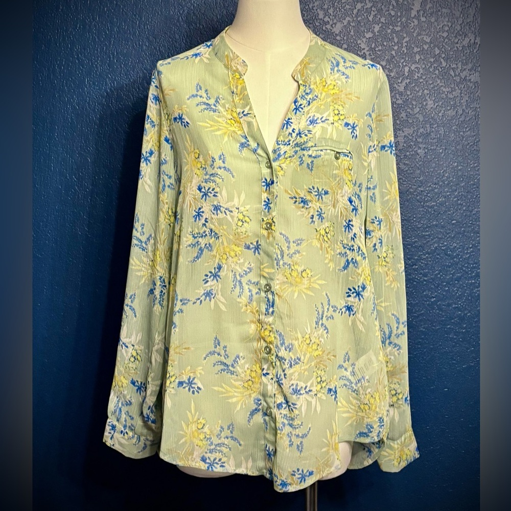 🌼 KUT from the Kloth NWT Floral Print Chiffon Button-up, Long-sleeve